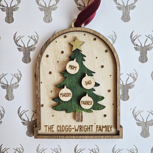 Multi-family Christmas tree ornament